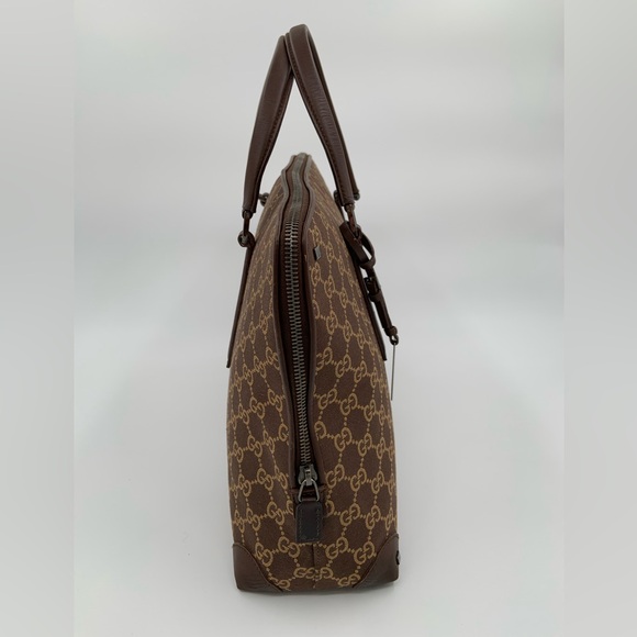 EUC Authentic Gucci Brown Monogram Dome Canvas & Leather Satchel Bag - Picture 3 of 16